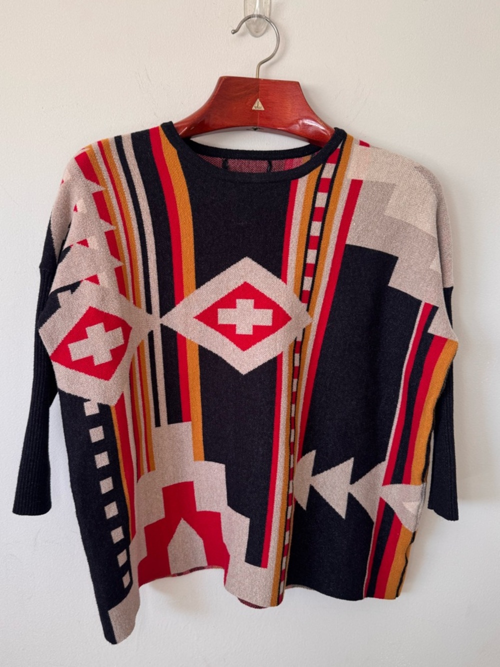 Joseph A Southwestern Aztec Boho Oversized Knit Sweater